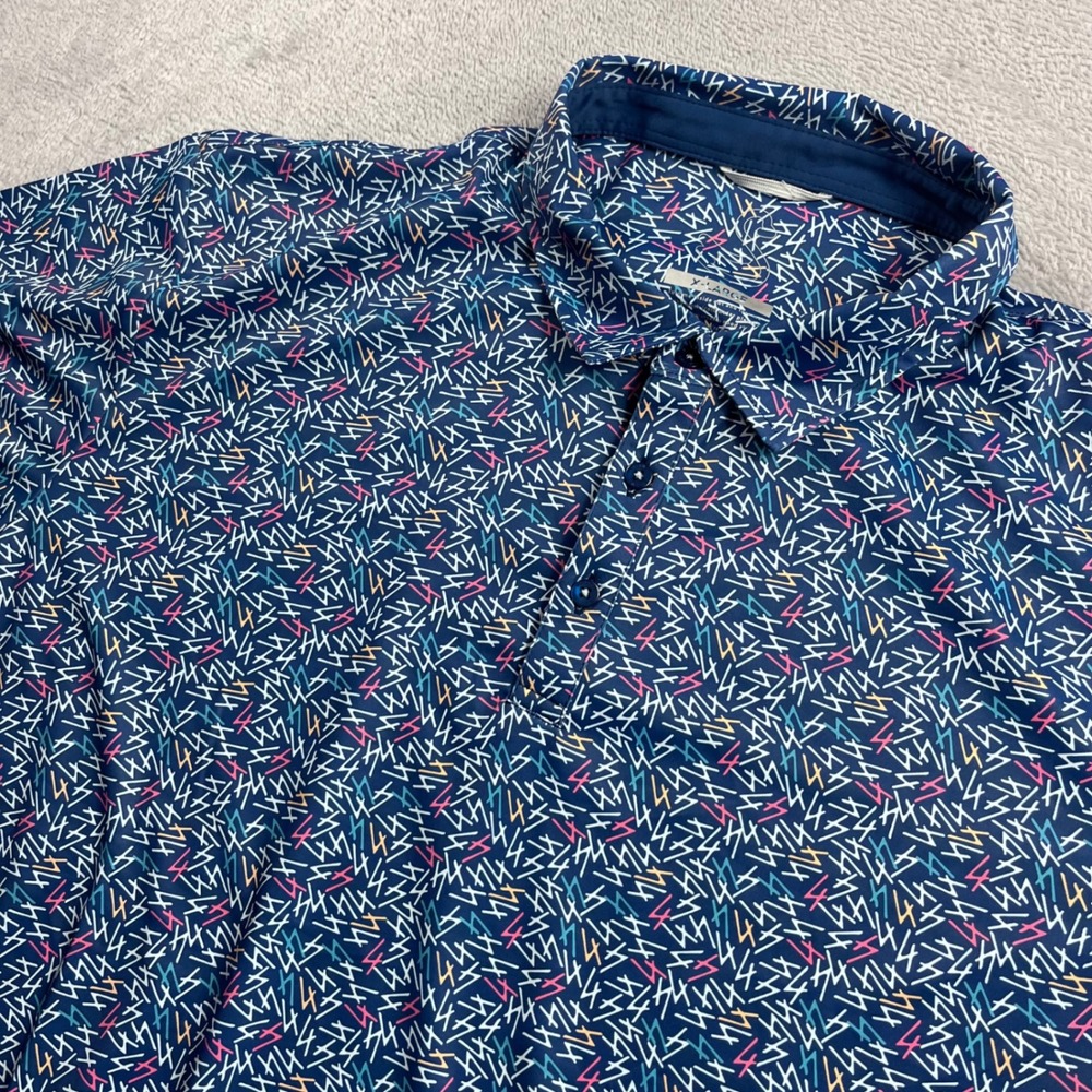 Swannies Mens Golf Polo Shirt XL Blue Lightning Bolt Print Prime Data Centers